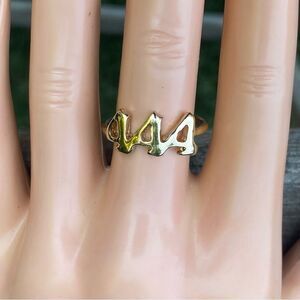 NWT New Urban Outfitters UO 444 Gold Stackable Angel Lucky Numbers Ring Size 7